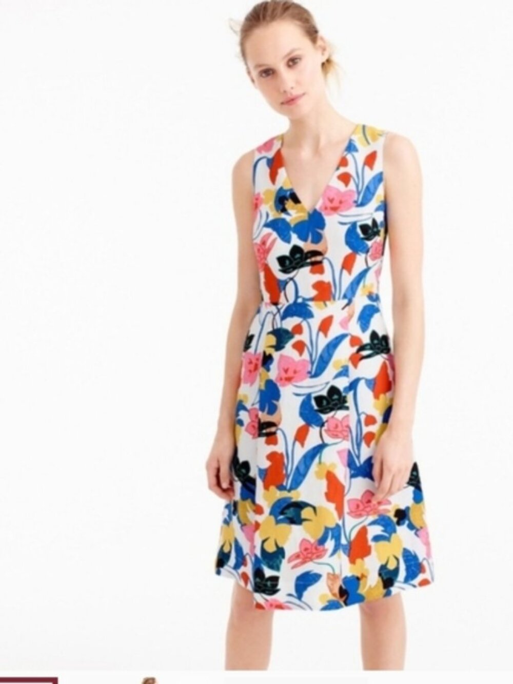 J. Crew | Morning Floral A-Line Lined Linen Blend Dress 8 Tall - Picture 1 of 6